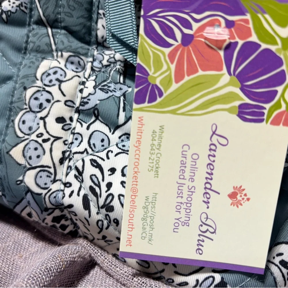 Vera Bradley Quilted Floral Tote Bag in Teal Blue - Picture 4 of 7